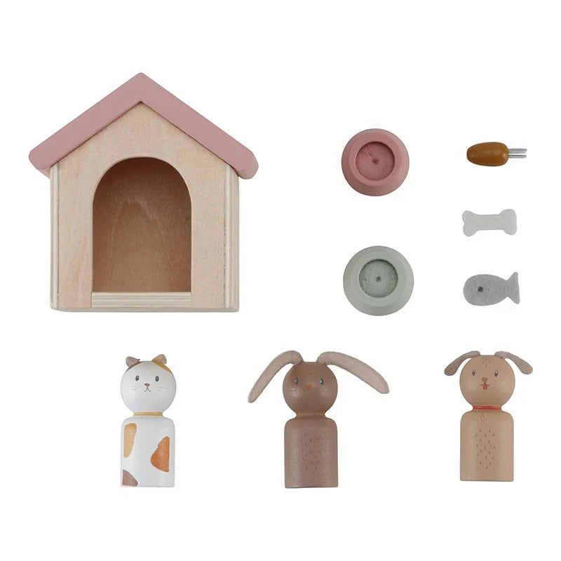 Set Cuccioli In Legno Per Casa Delle Bambole