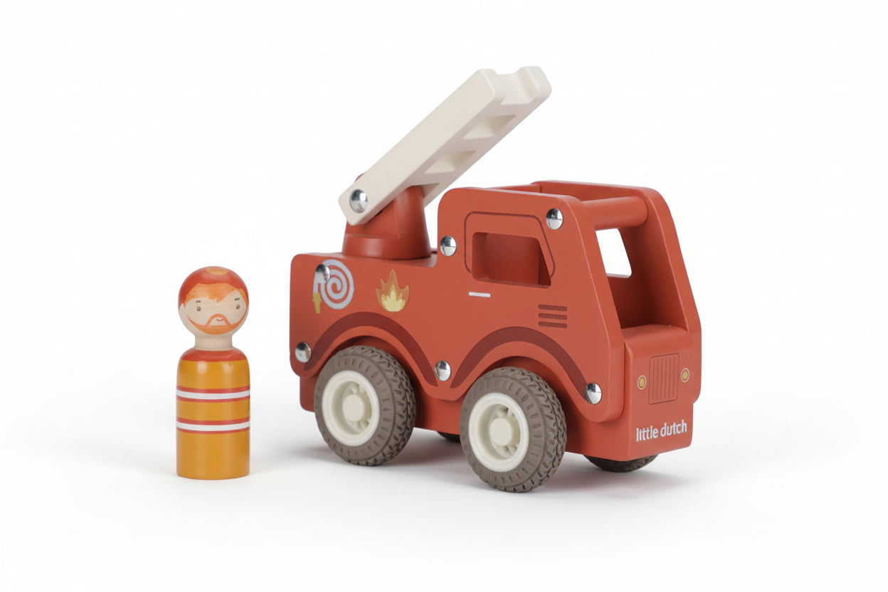 Camion Dei Pompieri Con Personaggio In Legno