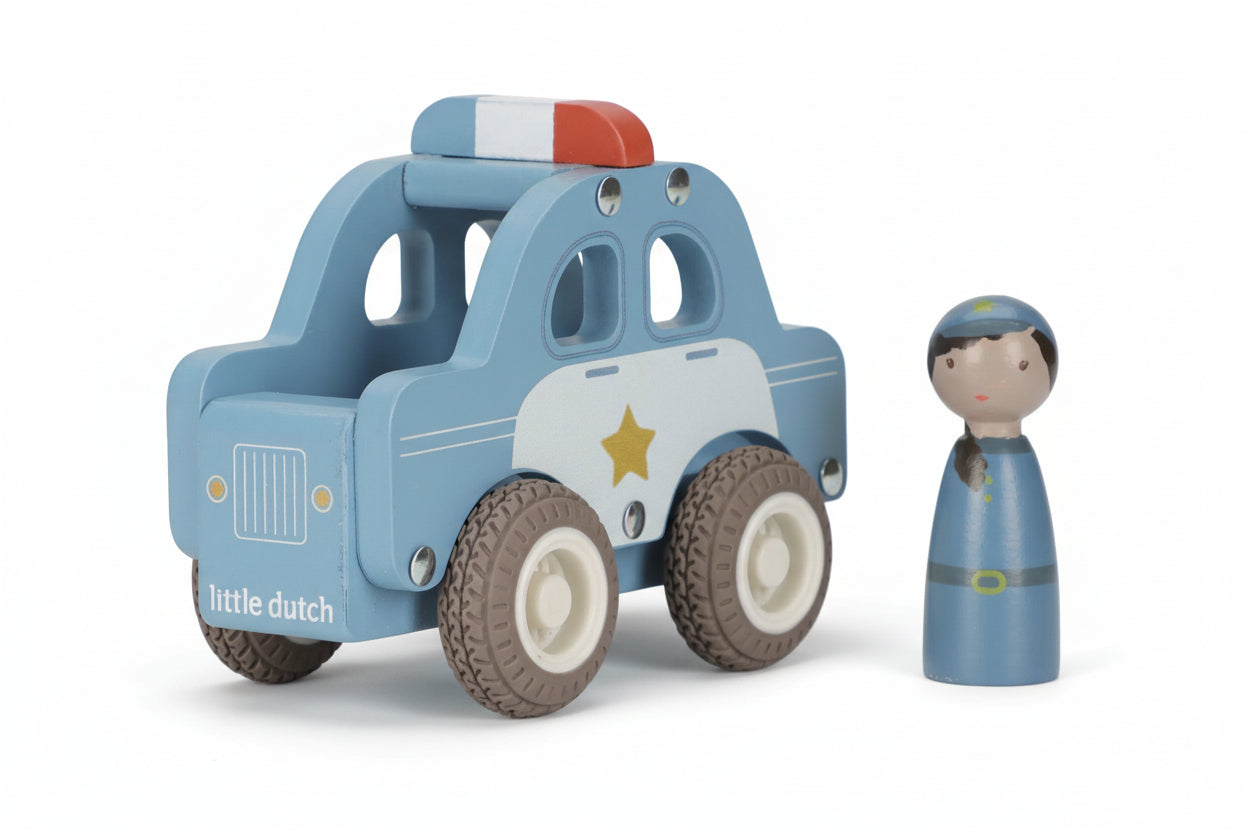 Macchina Polizia Con Personaggio In Legno