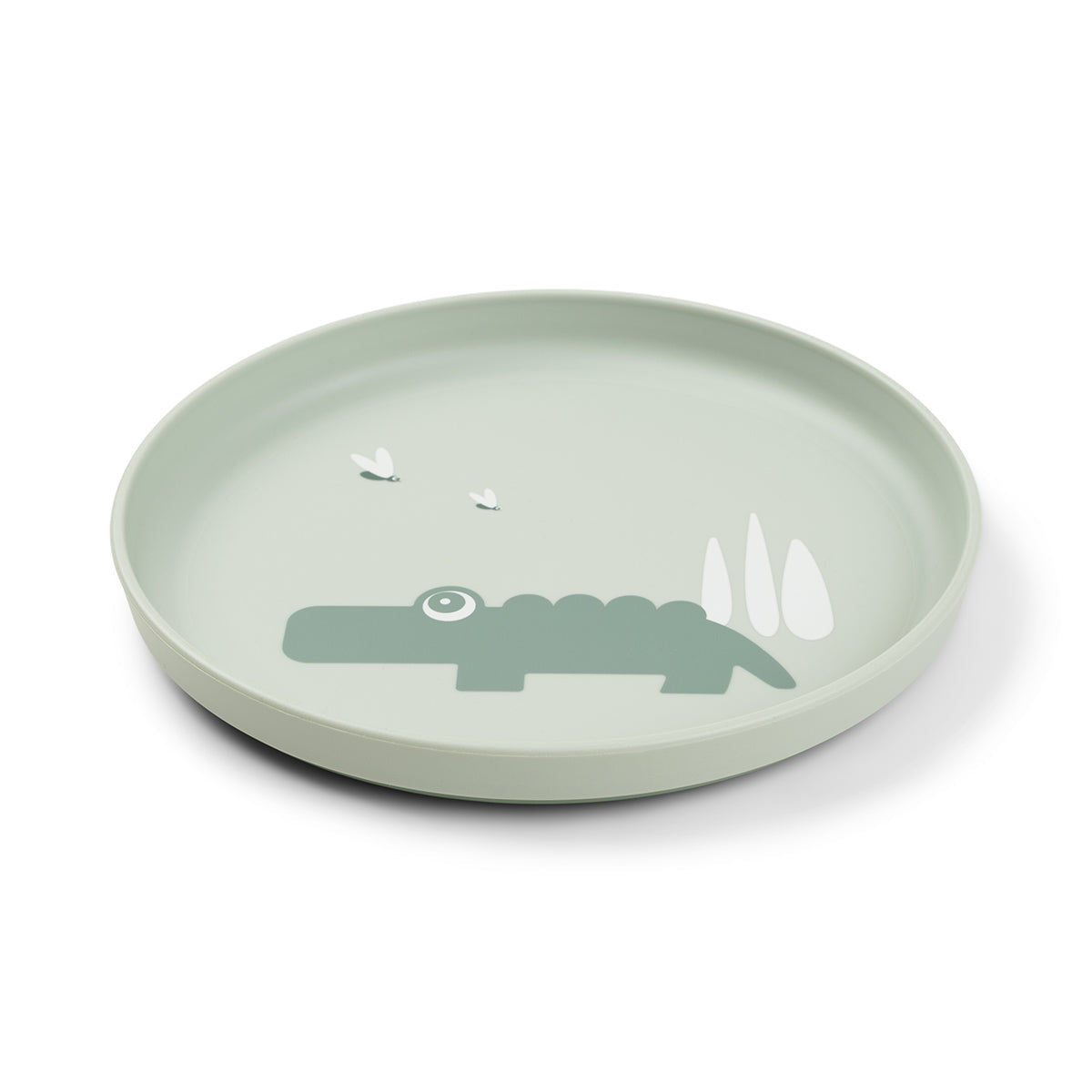 Piatto Piano con Base Antiscivolo - Coccodrillo Verde