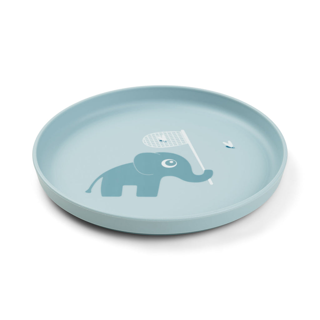 Piatto Piano con Base Antiscivolo - Elefante Blu