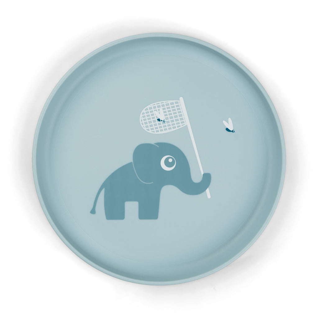 Piatto Piano con Base Antiscivolo - Elefante Blu