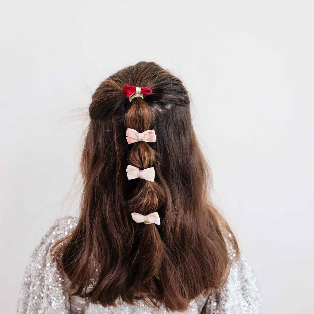 Mini Elastici Capelli - Fiocchi Velluto Glitter - Mimi & Lula - immagine 3