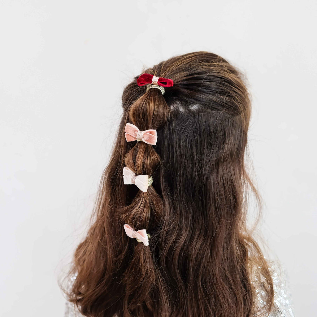 Mini Elastici Capelli - Fiocchi Velluto Glitter - Mimi & Lula - immagine 4