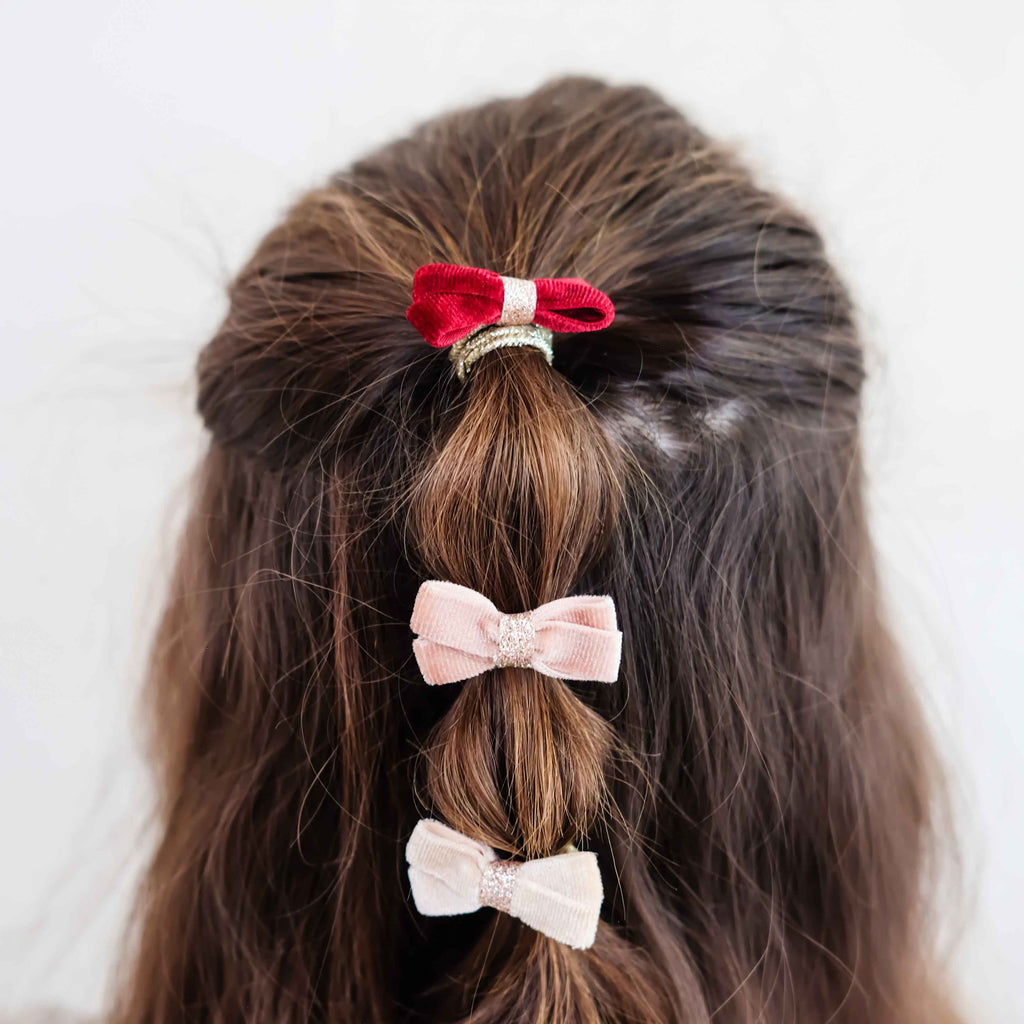 Mini Elastici Capelli - Fiocchi Velluto Glitter - Mimi & Lula - immagine 2