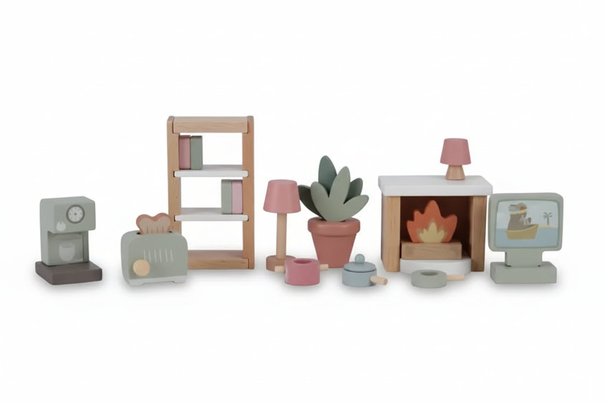 Set Mobili Soggiorno In Legno Per Casa Delle Bambole