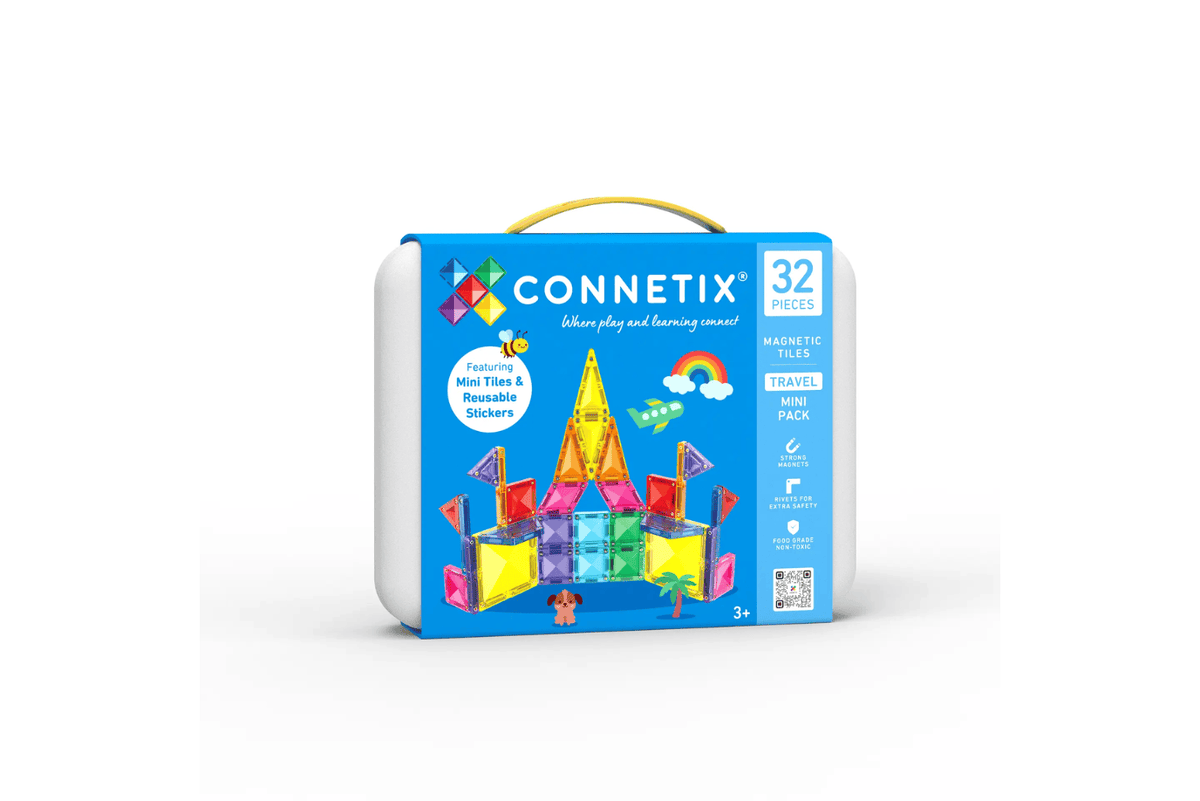 Tessere Magnetiche - 32 Pezzi - Pastello - Mini Travel Pack - 100% Plastica ABS Atossica - Connetix