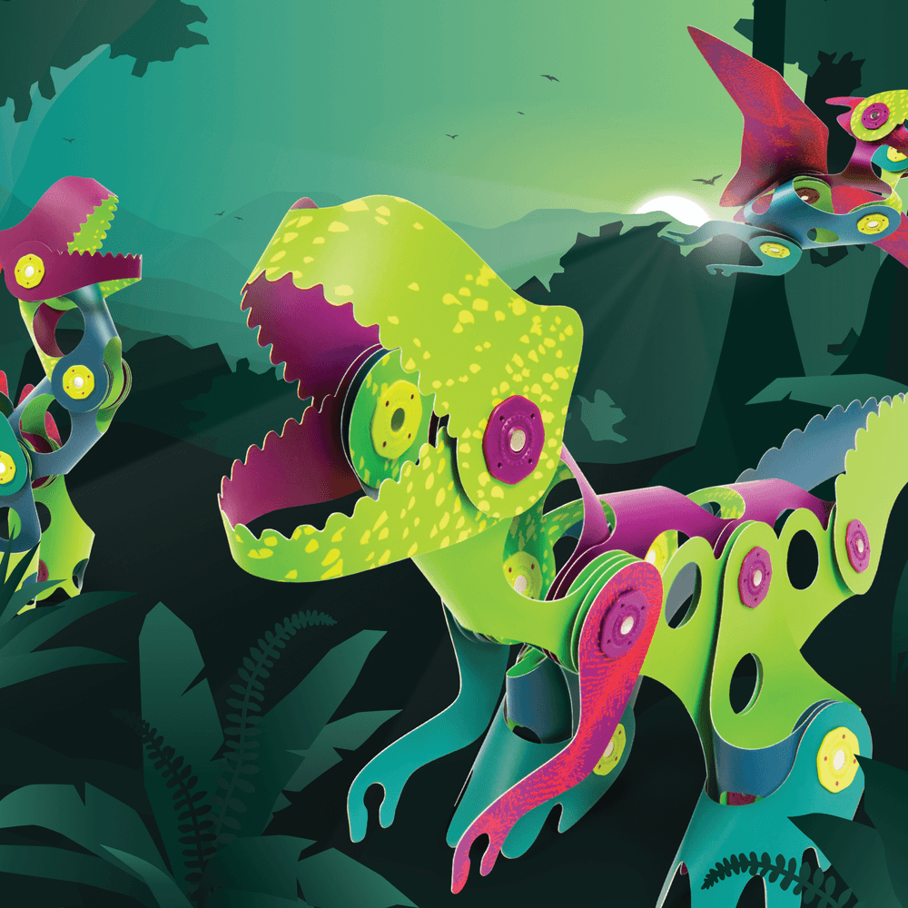 Dino Discovery Pack - 22 Pezzi - Gioco Magnetico STEAM - Clixo - immagine 2