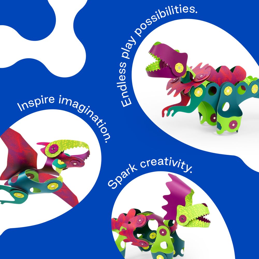 Dino Discovery Pack - 22 Pezzi - Gioco Magnetico STEAM - Clixo - immagine 5