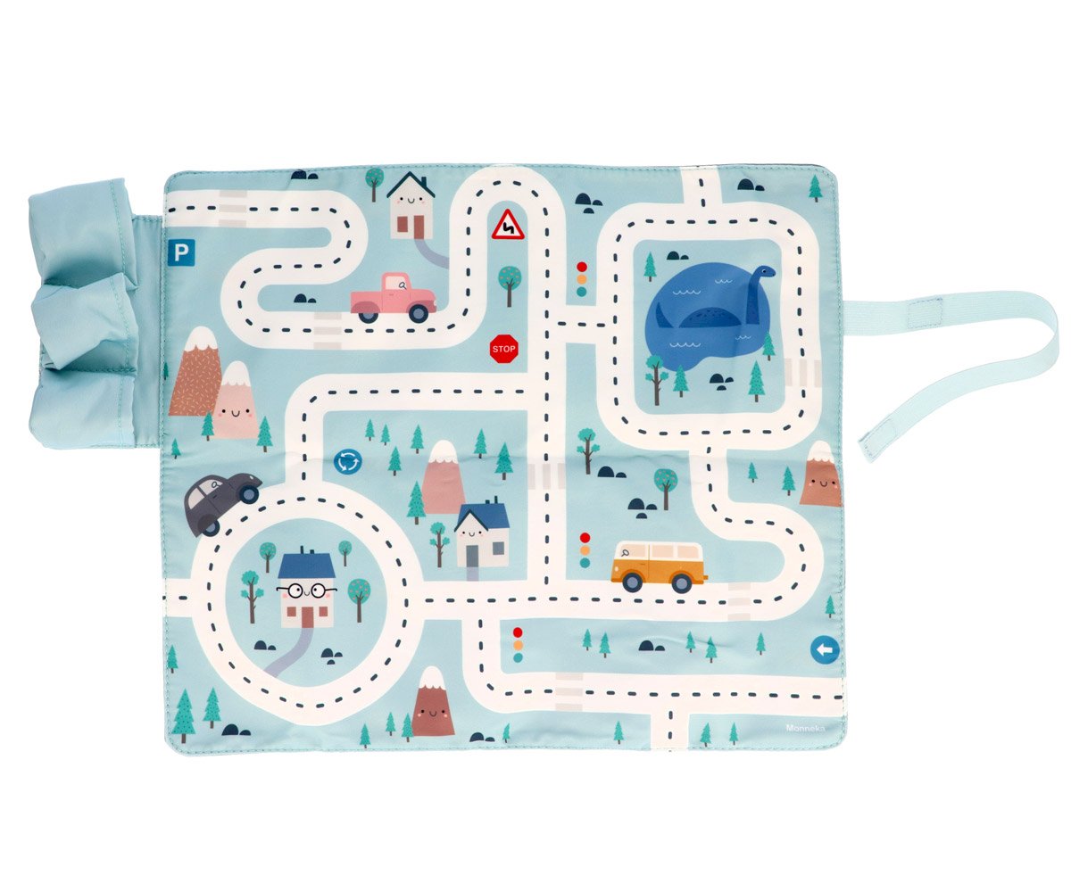 Gioco Tovaglietta Circuito Azzurro Con 3 Macchinine