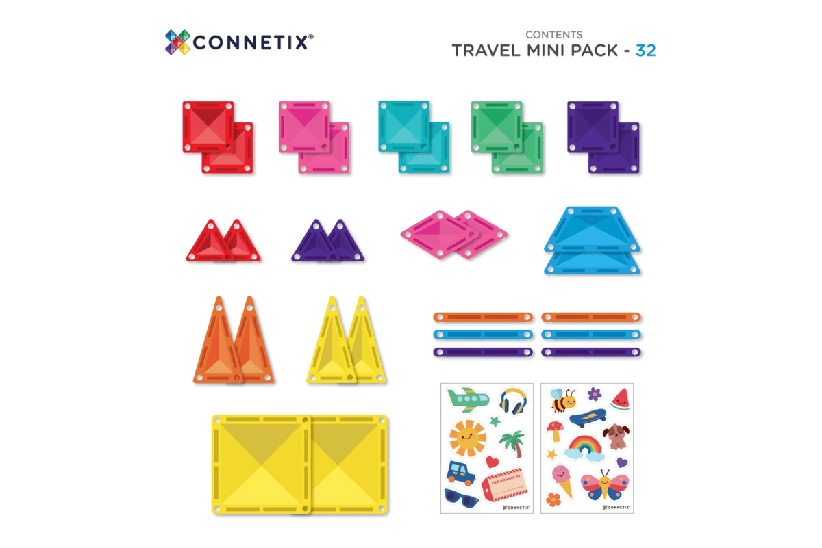 Tessere Magnetiche - 32 Pezzi - Pastello - Mini Travel Pack - 100% Plastica ABS Atossica - Connetix - immagine 2