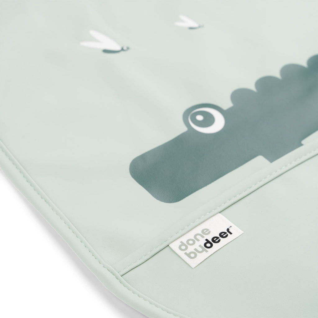 Bavaglino Impermeabile Con Tasca Coccodrillo Verde - Chiusura in Velcro