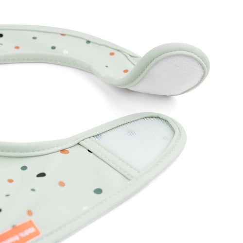 Bavaglino Impermeabile Con Tasca Dots Verde - Chiusura in Velcro