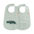 Bavaglino Impermeabile Con Tasca Coccodrillo Verde - Chiusura in Velcro