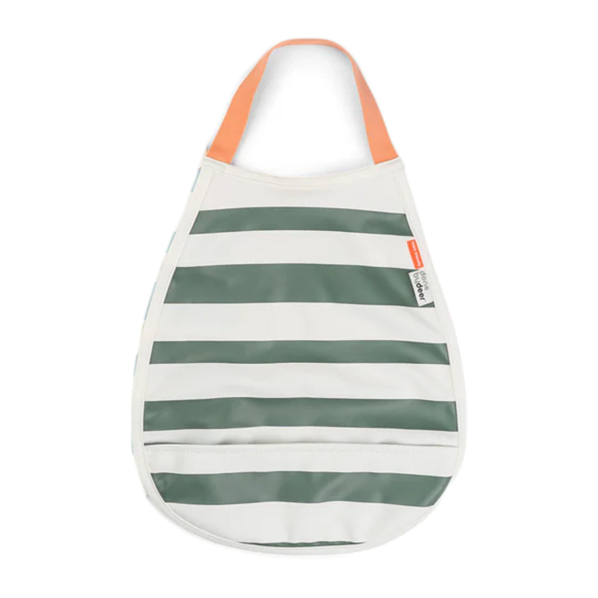 Bavaglino Impermeabile Righe Verde Con Collo Elasticizzato e Tasca
