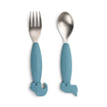 Set 2 Posate Antiscivolo Blu In Acciaio Inossidabile - Forchetta e Cucchiaio