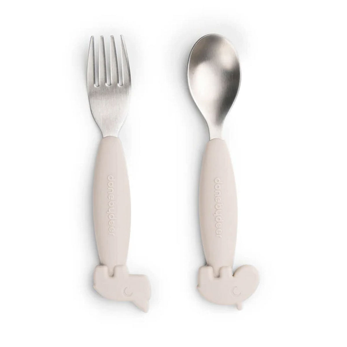 Set 2 Posate Antiscivolo Sabbia In Acciaio Inossidabile - Forchetta e Cucchiaio