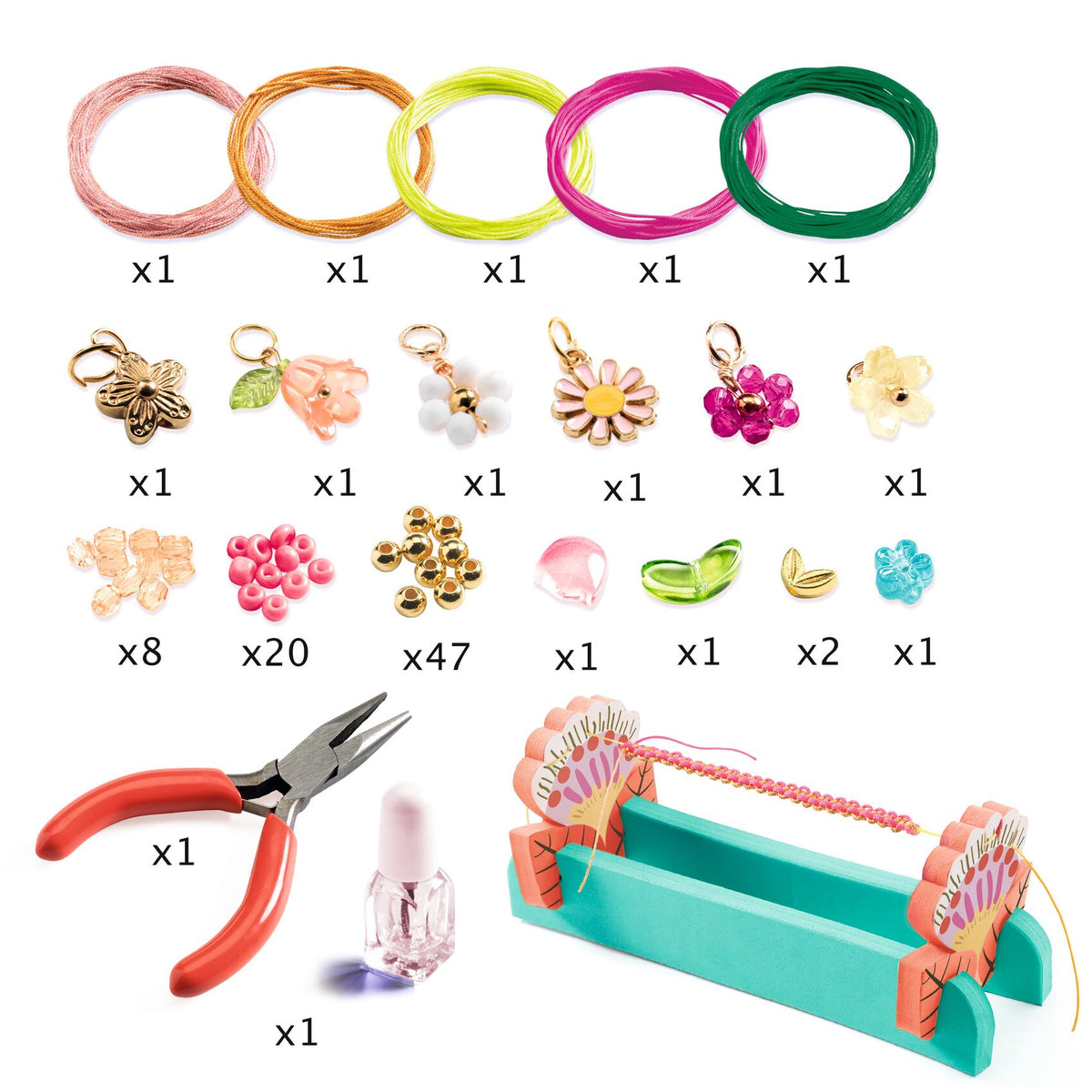 Kit Bracciali In Macramé - Rosa - Djeco - immagine 3
