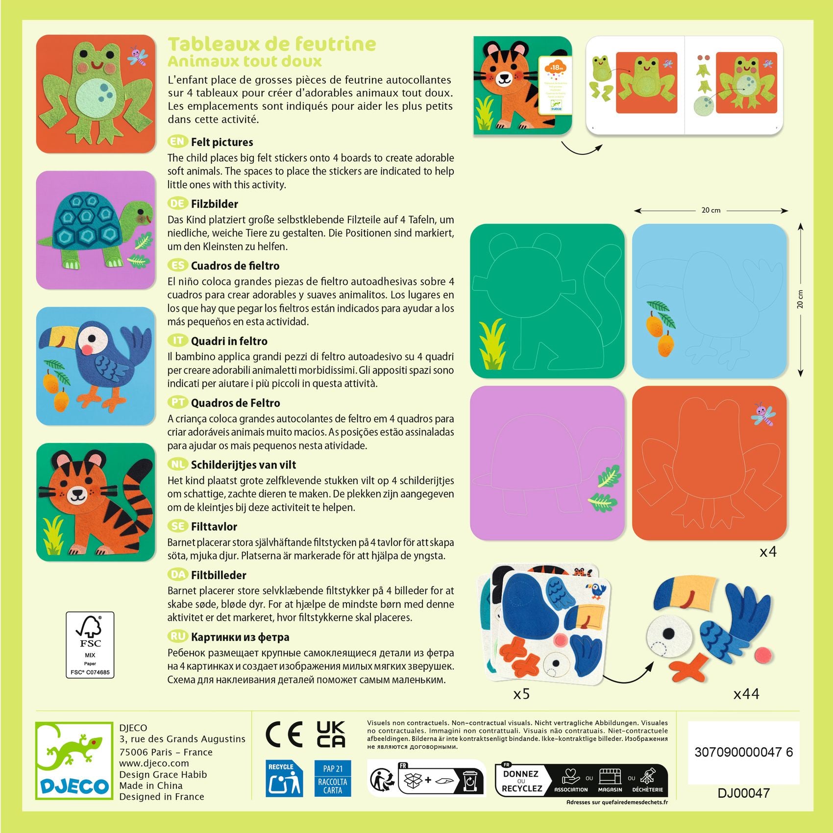 Quadretti in feltro – Animali morbidi