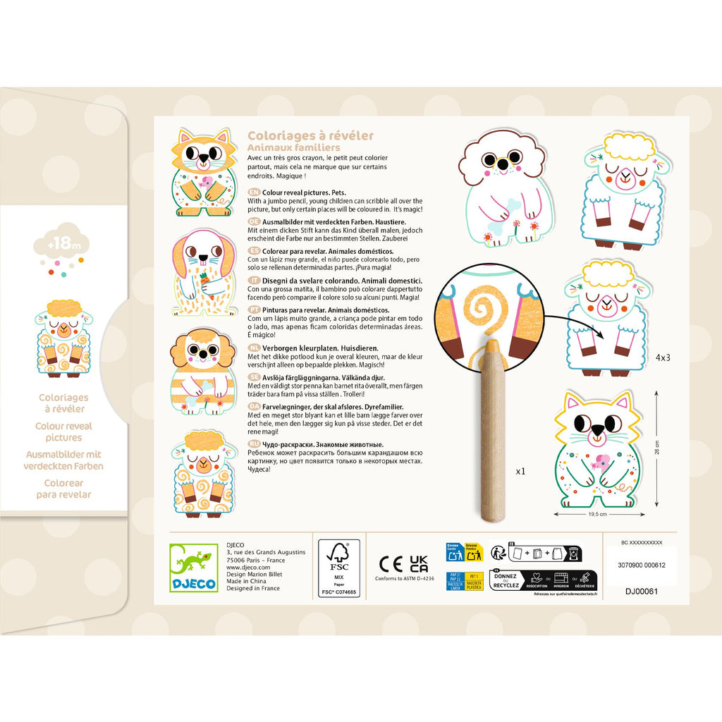 Set Disegni Da Colorare e Rivelare - Animali Domestici