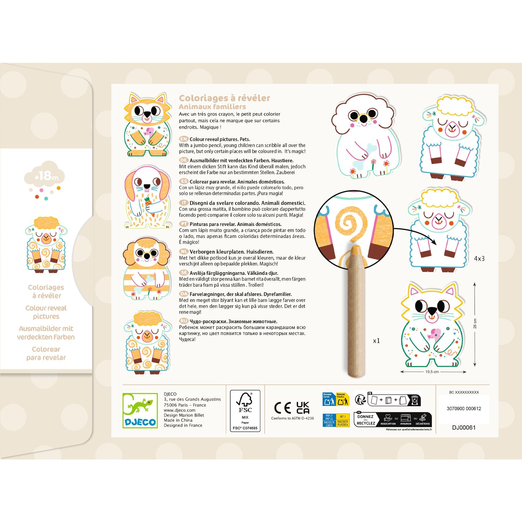 Set Disegni Da Colorare e Rivelare - Animali Domestici