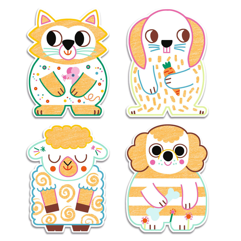 Set Disegni Da Colorare e Rivelare - Animali Domestici 