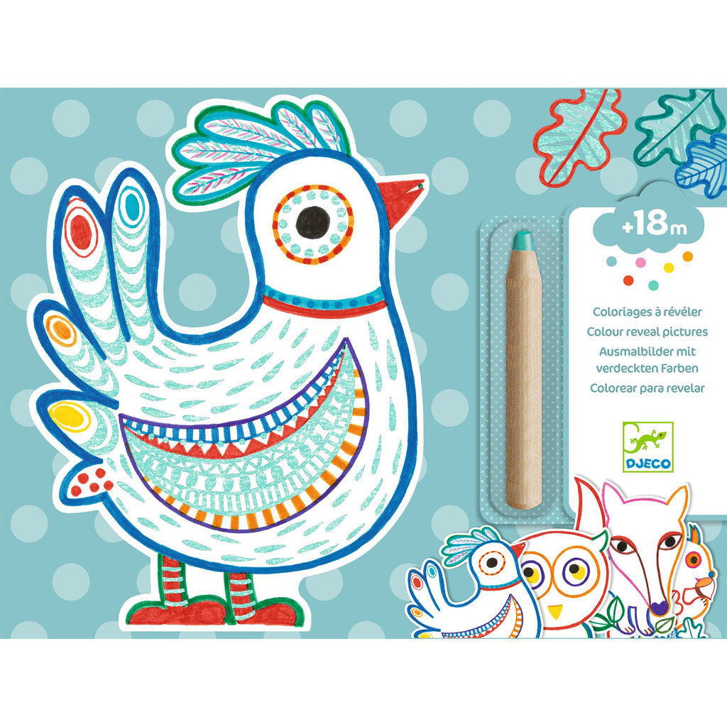 Set Disegni Da Colorare e Rivelare - Animali Del Bosco