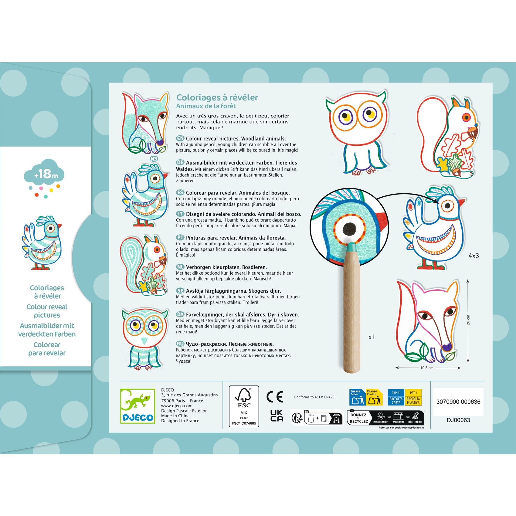 Set Disegni Da Colorare e Rivelare - Animali Del Bosco