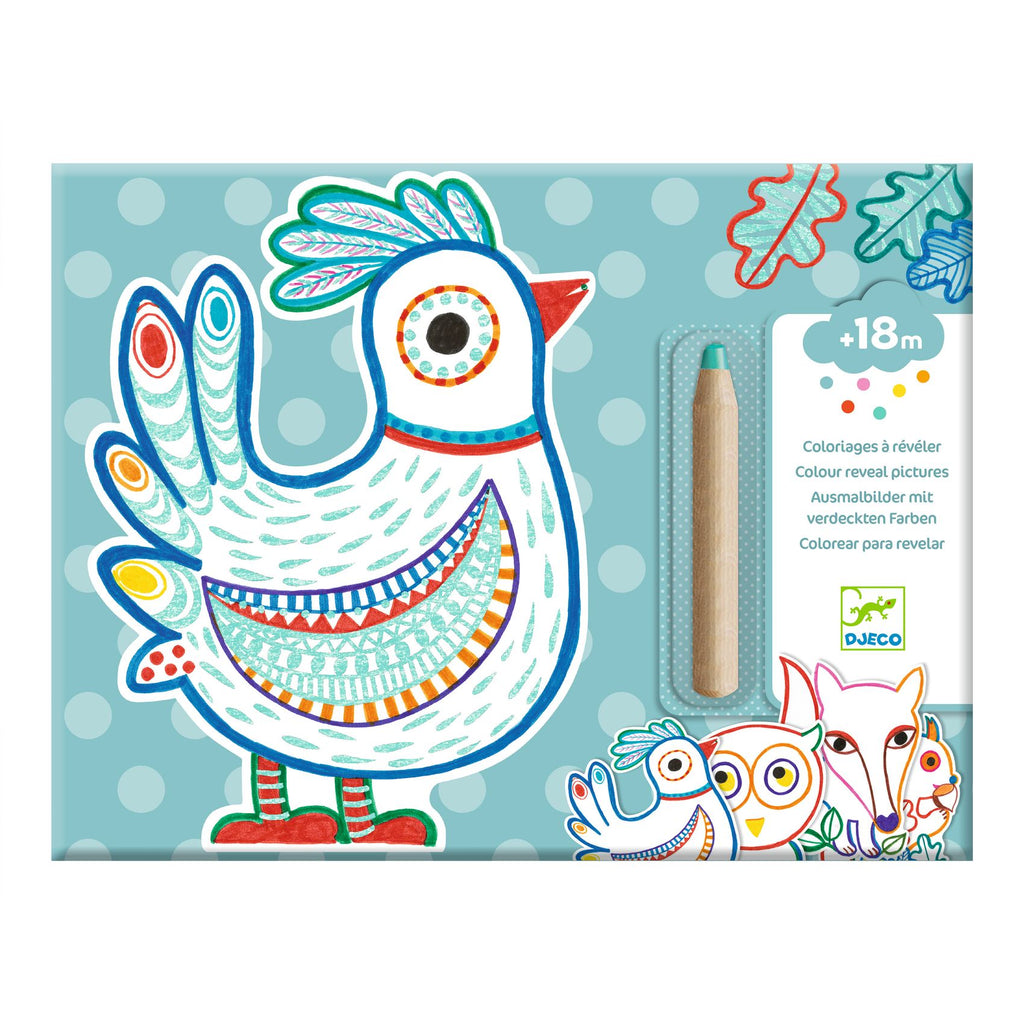 Set Disegni Da Colorare e Rivelare - Animali Del Bosco