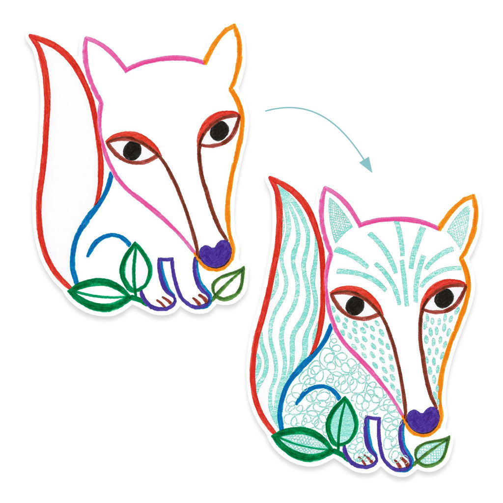 Set Disegni Da Colorare e Rivelare - Animali Del Bosco