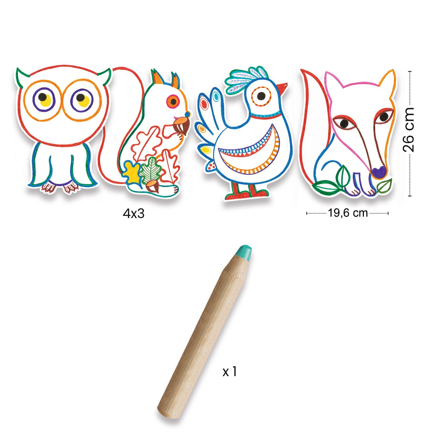 Set Disegni Da Colorare e Rivelare - Animali Del Bosco