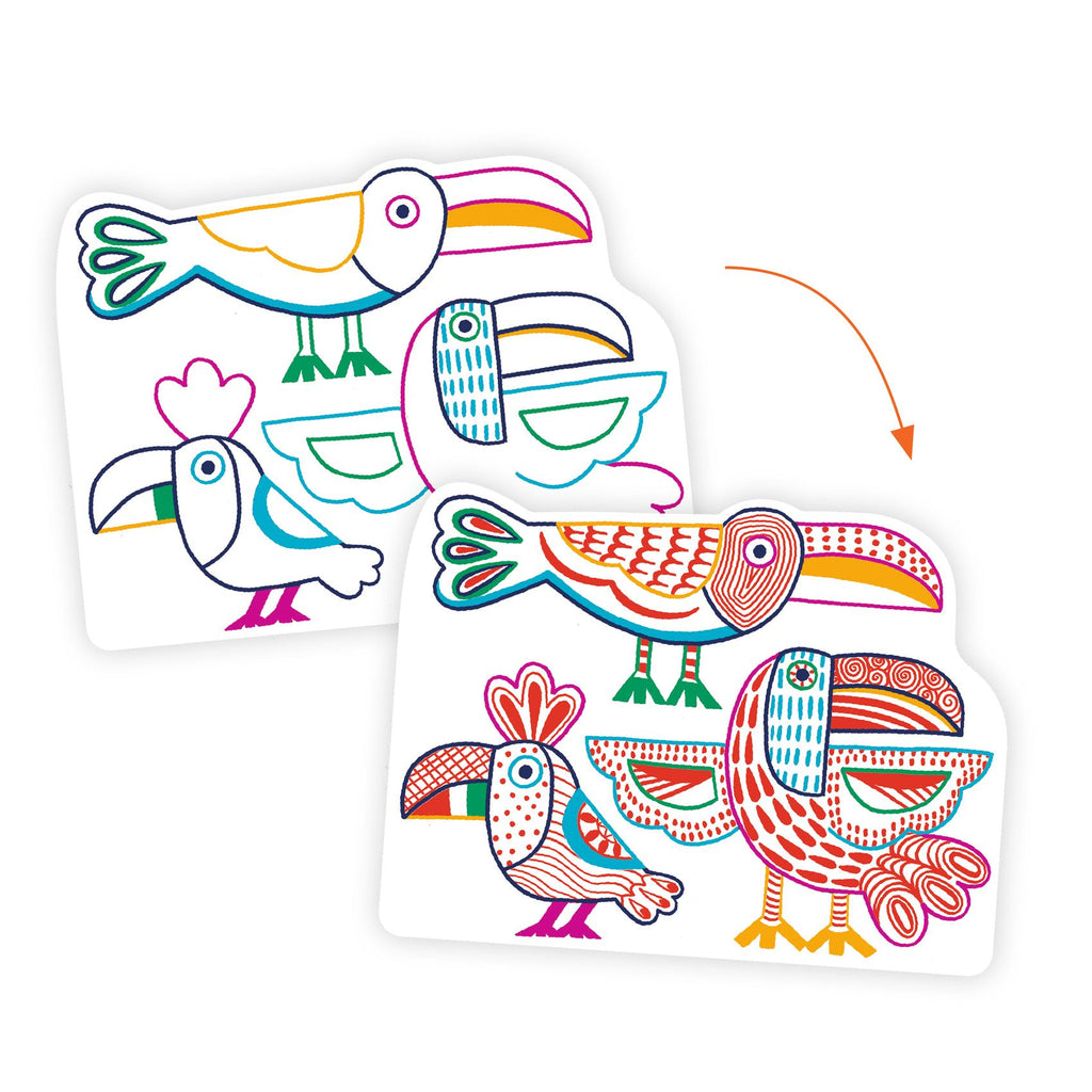 Set Da Colorare - 12 Immagini - Famiglie Selvatiche