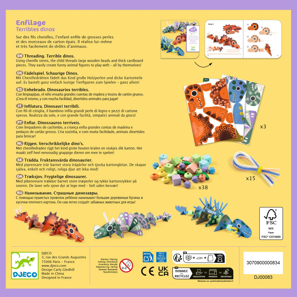 Infilaperline Dinosauri Terribles, gioco di infilatura creativo