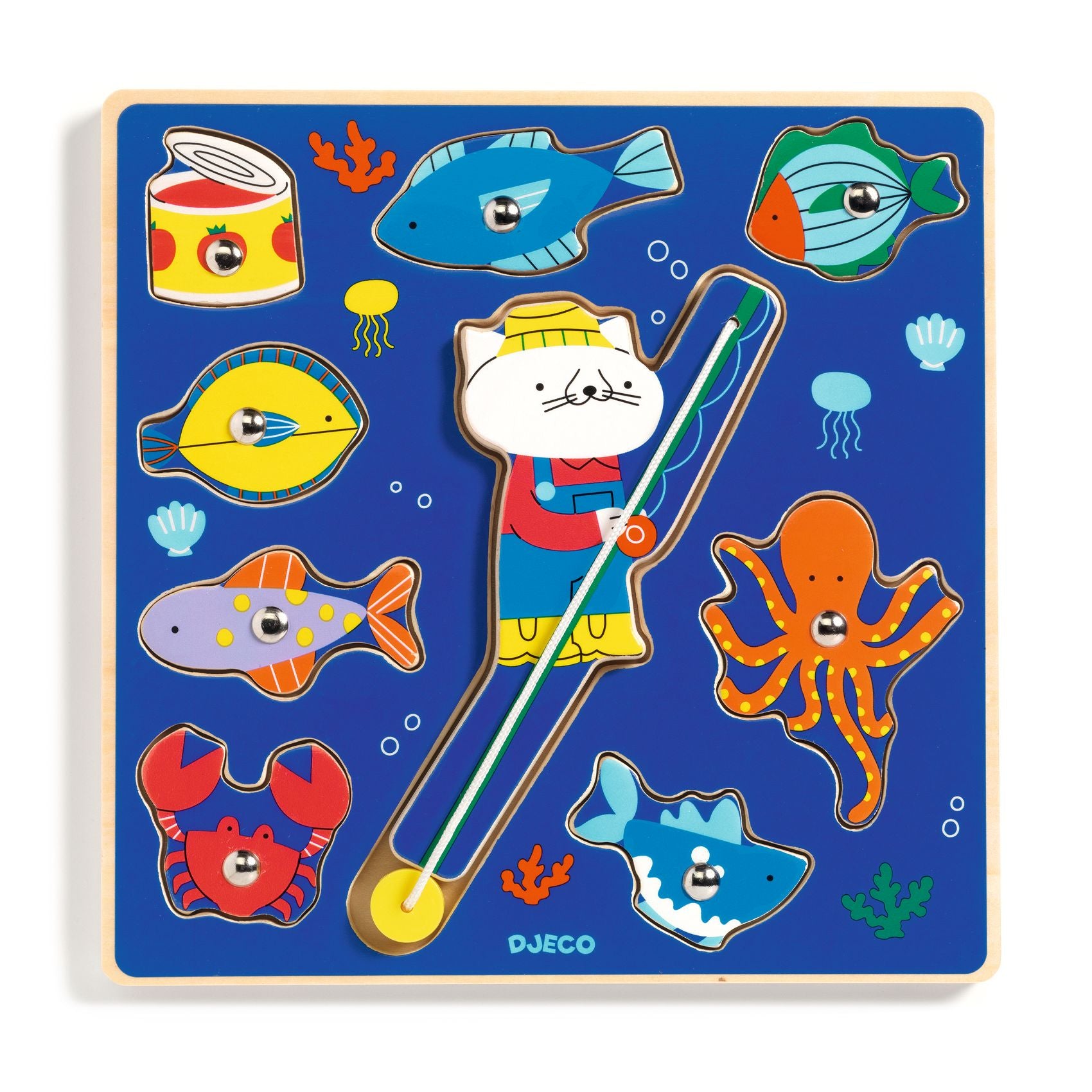 Puzzle A Incastri In Legno E Pesca Magnetica - Blu