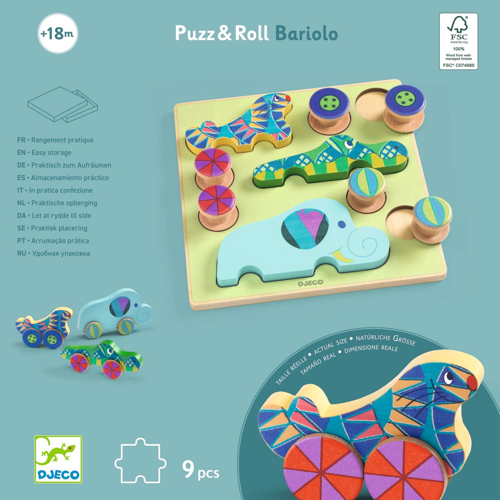 Puzz & Roll In Legno Bariolo
