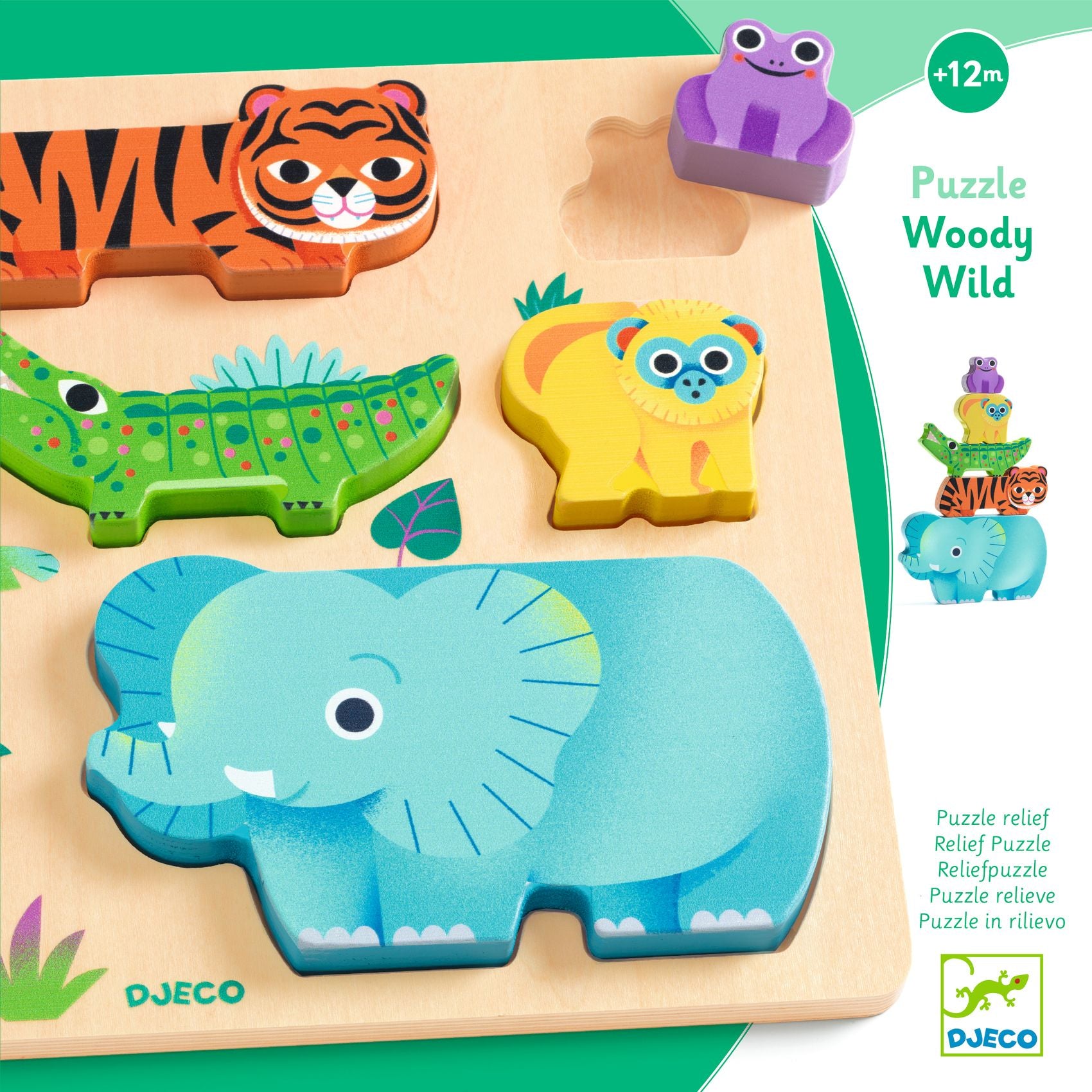 WoodyWild – Gioco in legno con animali selvatici da impilare e incastrare
