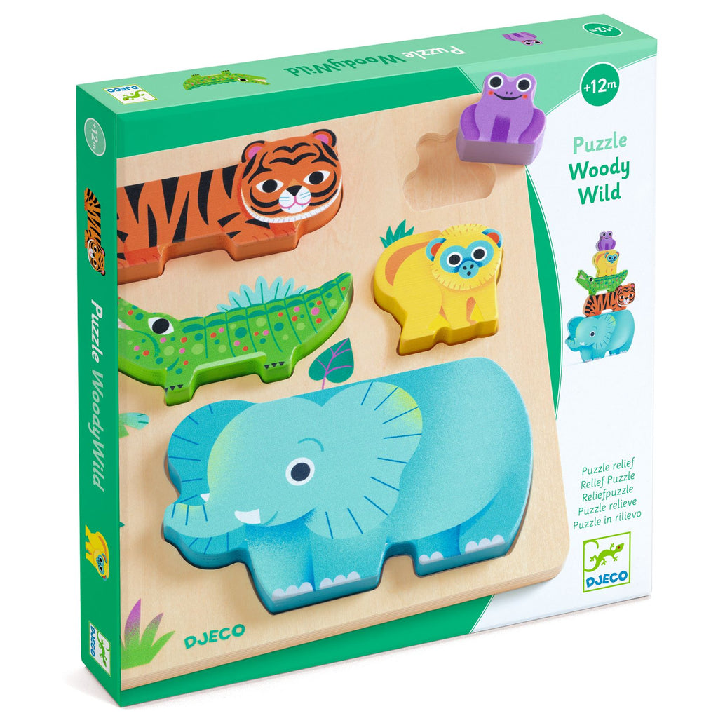 WoodyWild – Gioco in legno con animali selvatici da impilare e incastrare