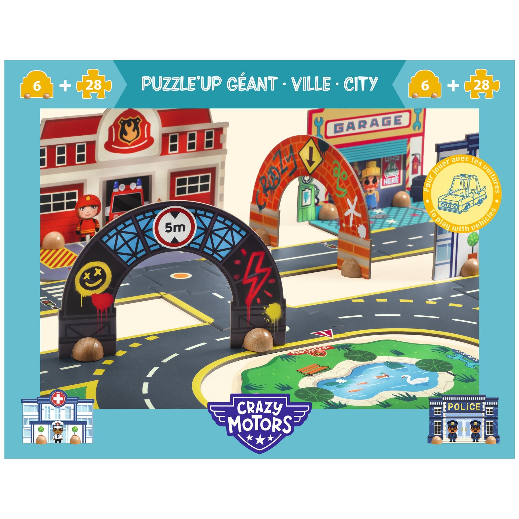 Puzzle Gigante Con Elementi Decorativi - La Città - 28+6 pezzi 