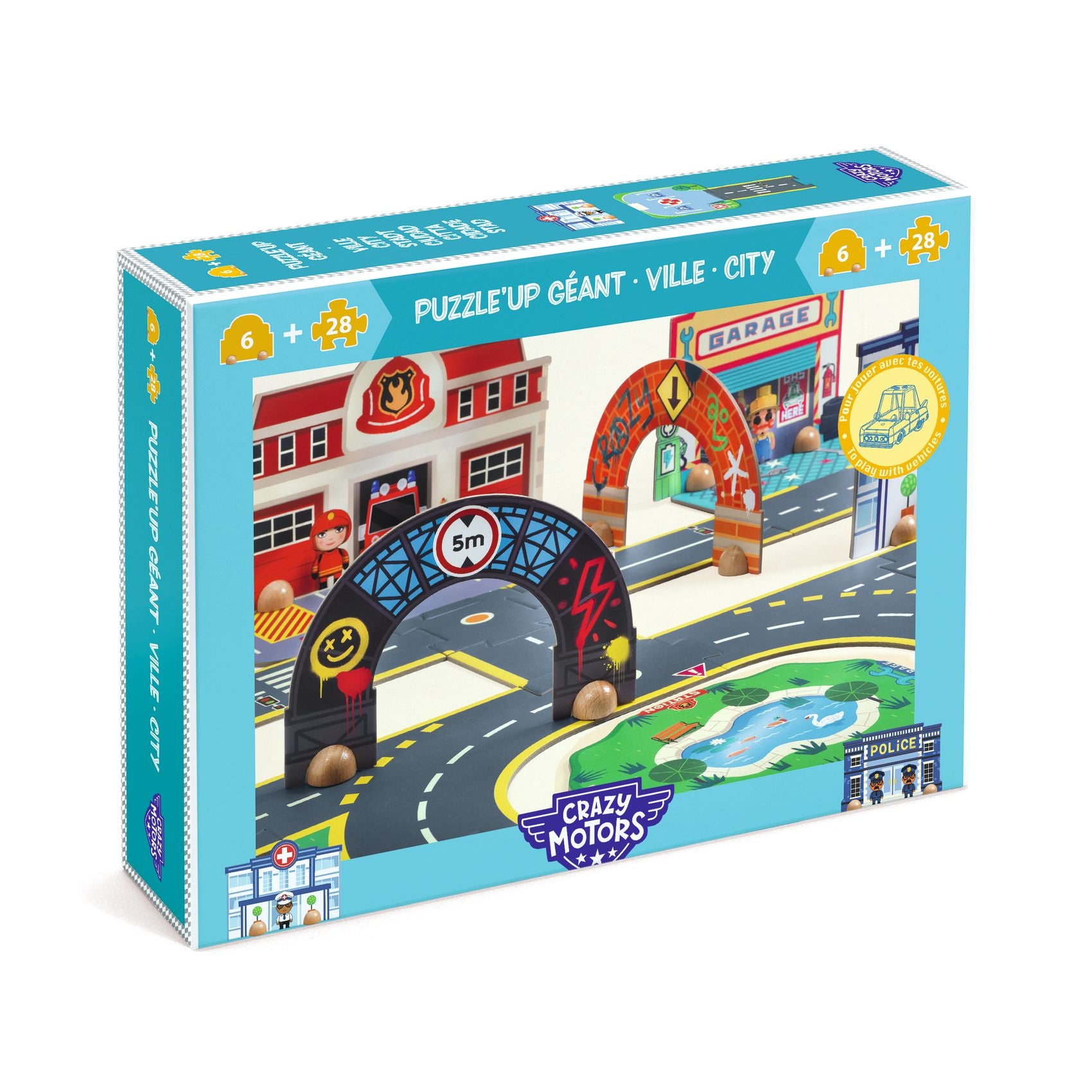 Puzzle Gigante Con Elementi Decorativi - La Città - 28+6 pezzi 
