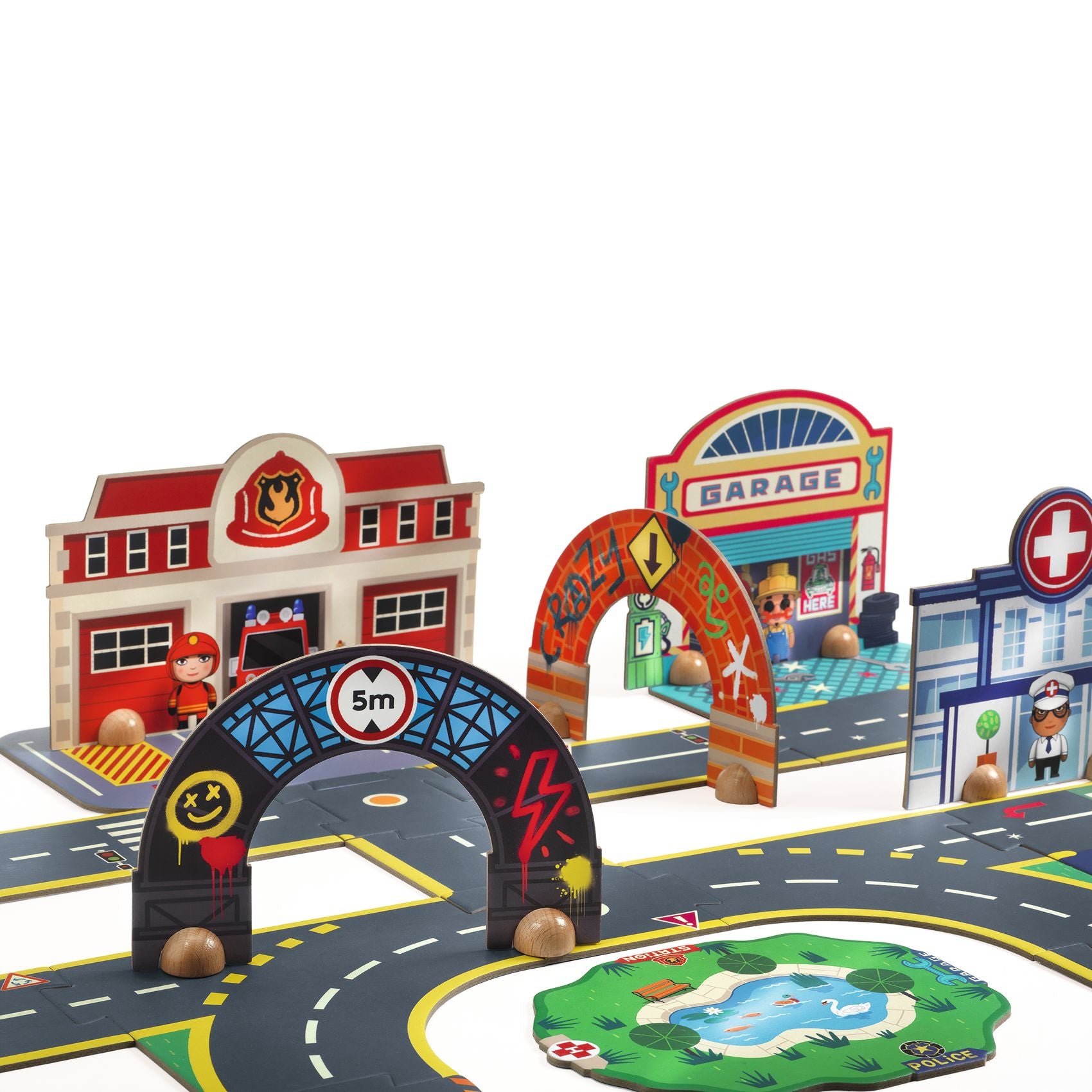Puzzle Gigante Con Elementi Decorativi - La Città - 28+6 pezzi 