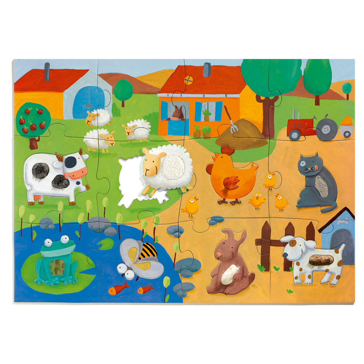 Puzzle Tattile Gigante - La Fattoria - 20 pezzi - Djeco - immagine 3