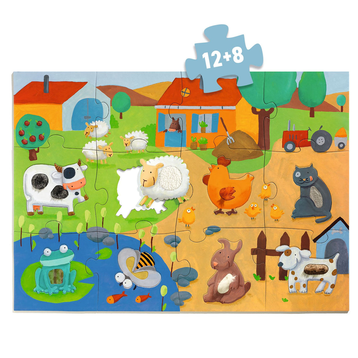 Puzzle Tattile Gigante - La Fattoria - 20 pezzi - Djeco - immagine 4
