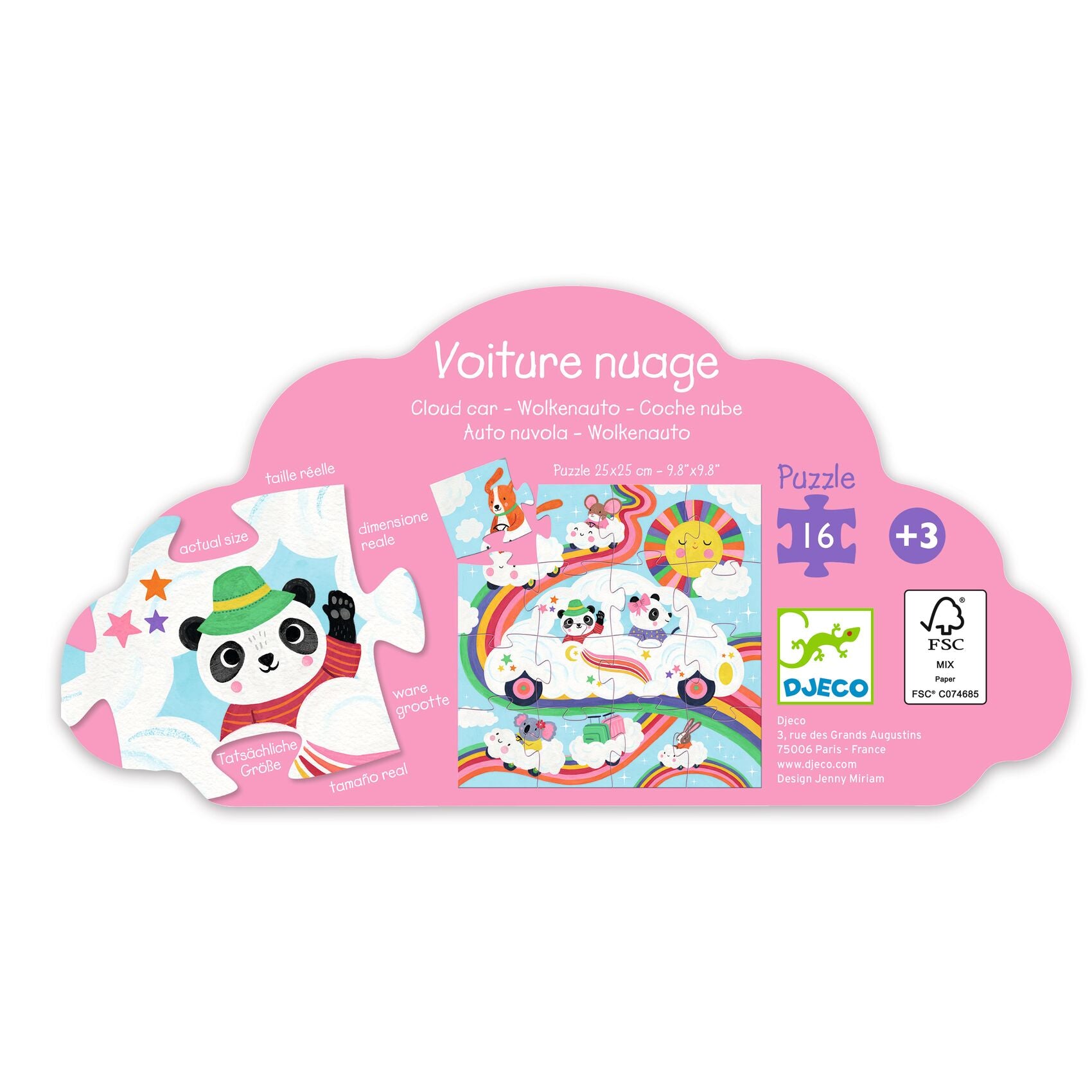 Puzzle sagomato Voiture Nuage - 16 pezzi