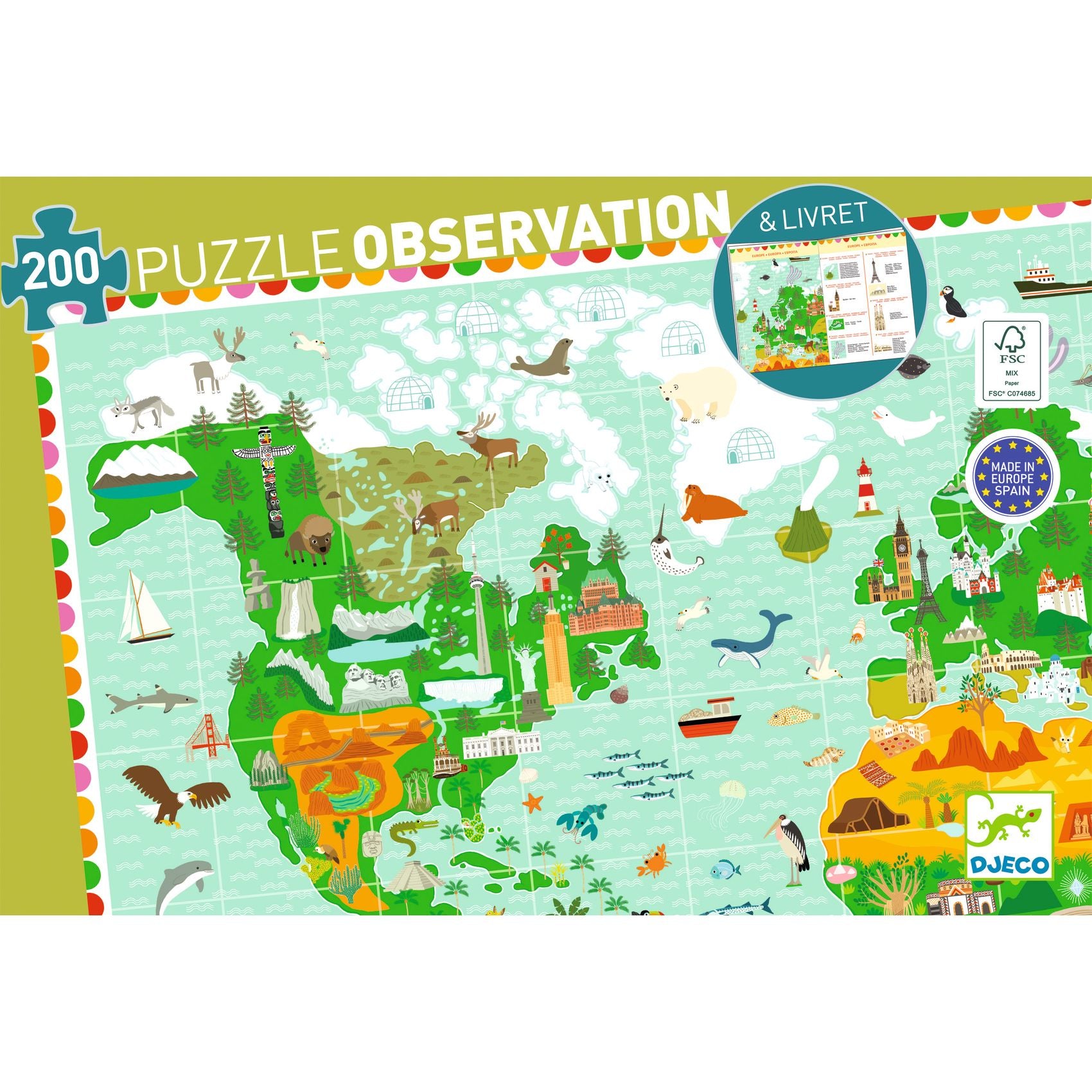 Puzzle Tour del Mondo 200 pezzi con libretto