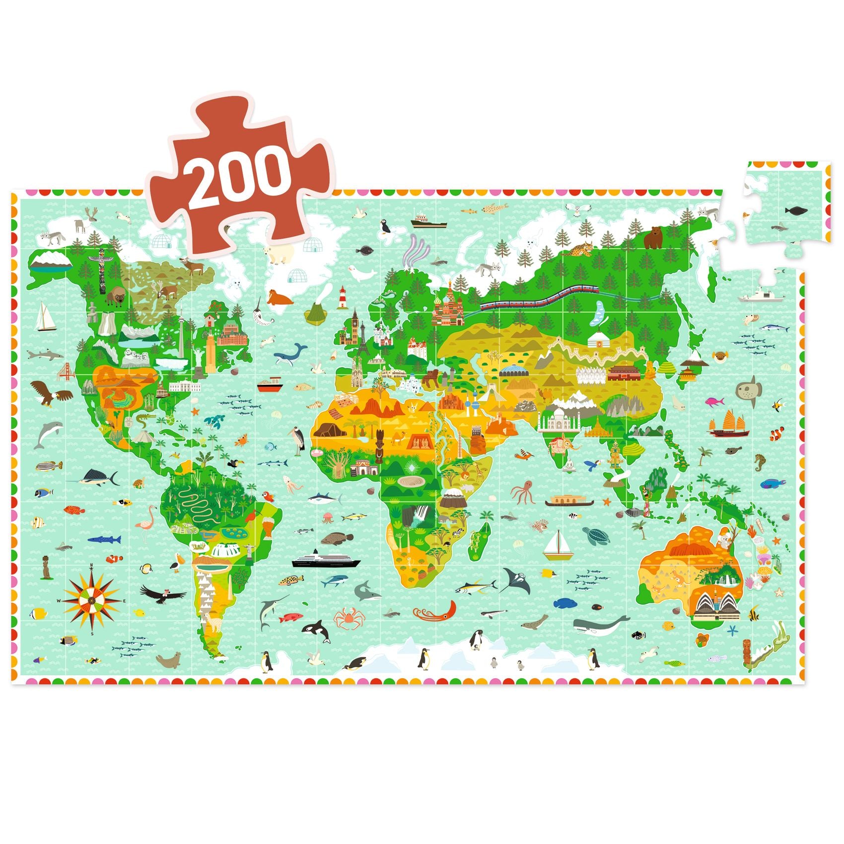 Puzzle Tour del Mondo 200 pezzi con libretto