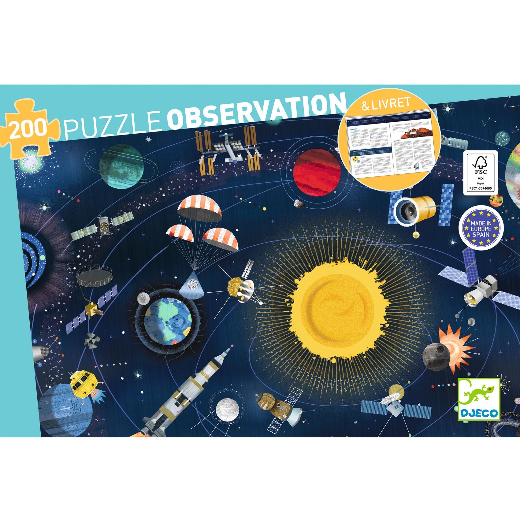 Puzzle d'Osservazione Lo Spazio con libretto - 200 pezzi