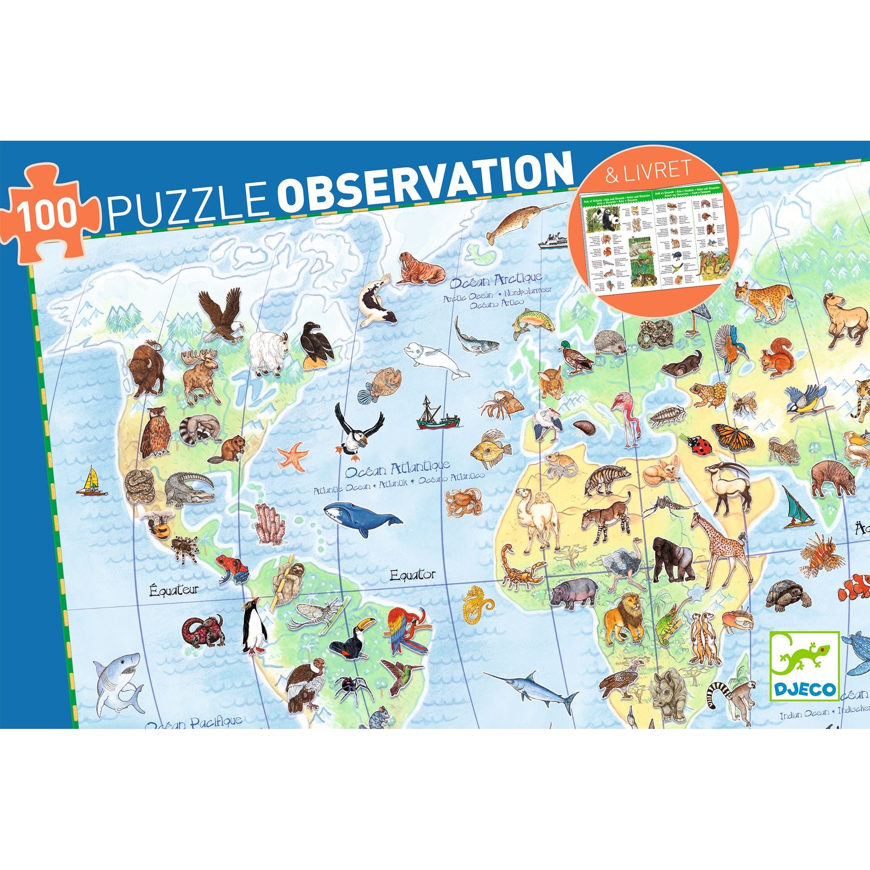 Animali del mondo – Puzzle 100 pezzi + libretto