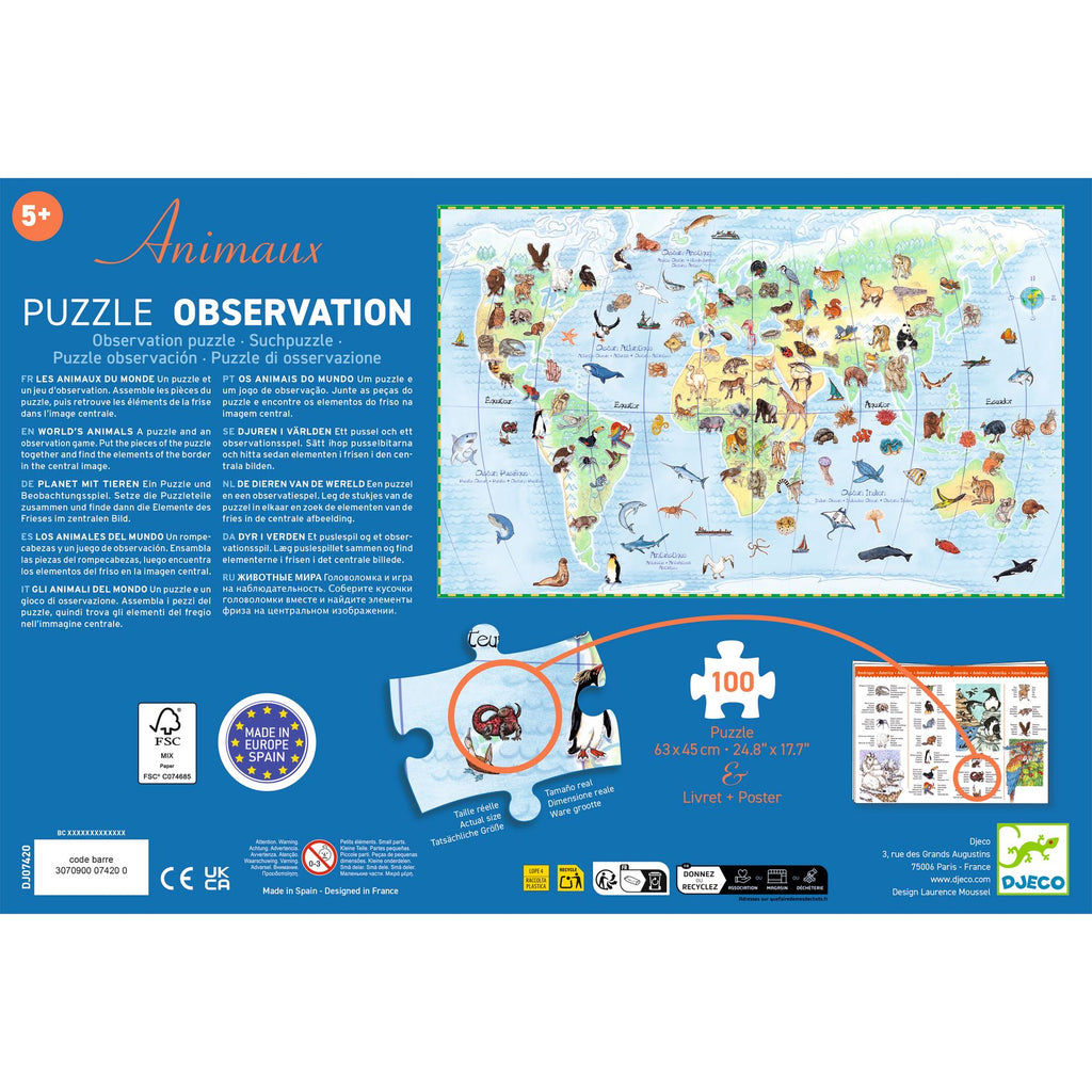 Animali del mondo – Puzzle 100 pezzi + libretto
