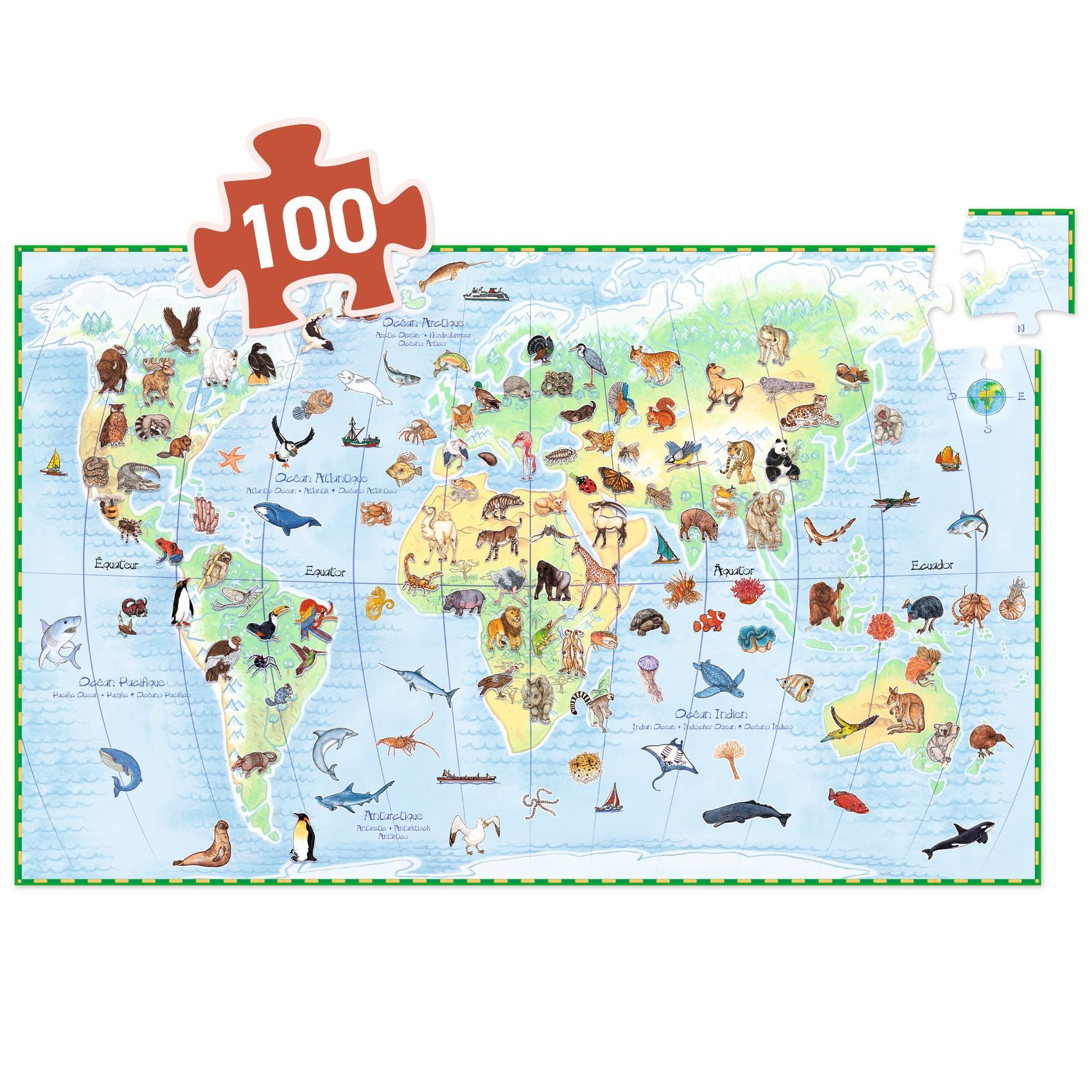 Animali del mondo – Puzzle 100 pezzi + libretto