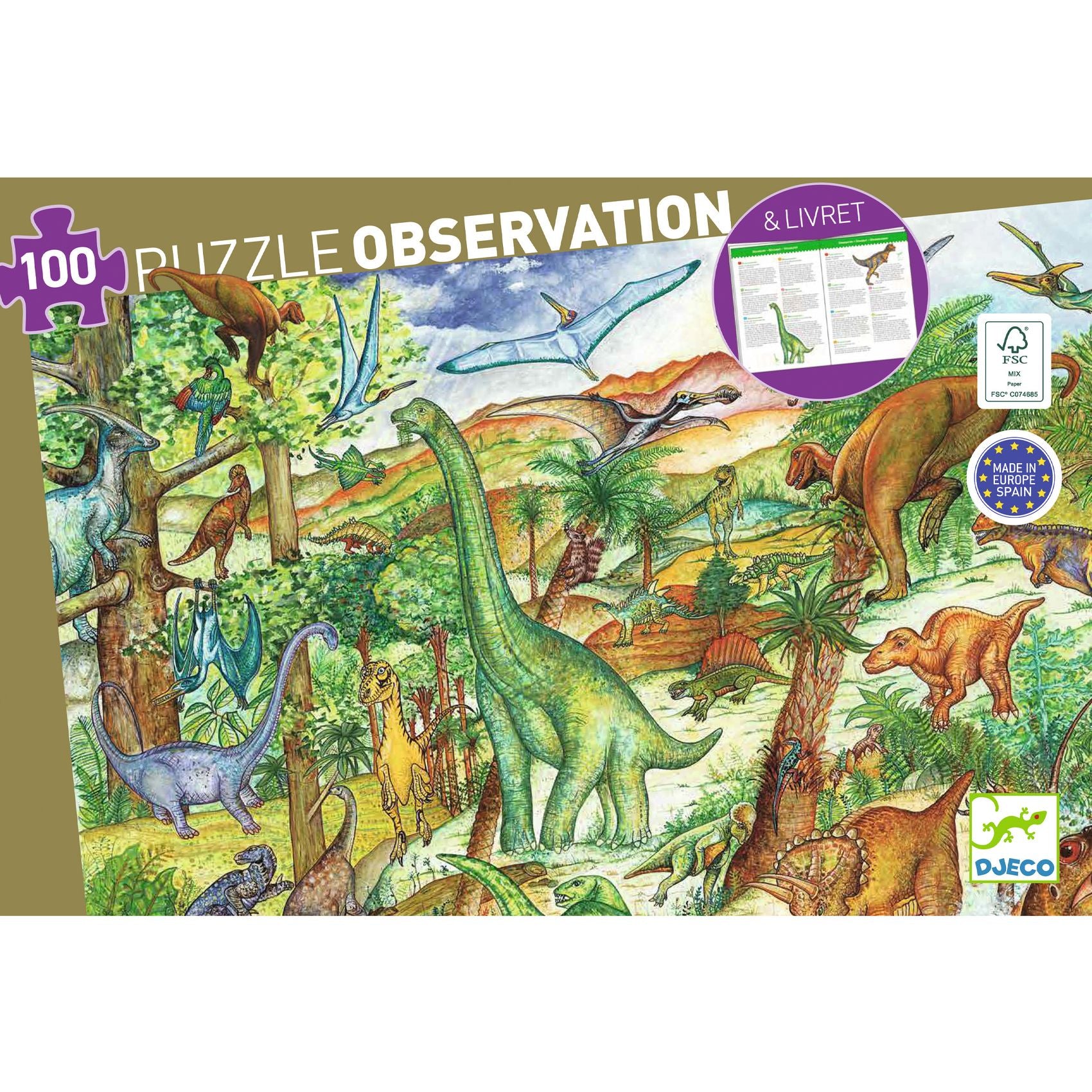 Puzzle Dinosauri con libretto - 100 pezzi